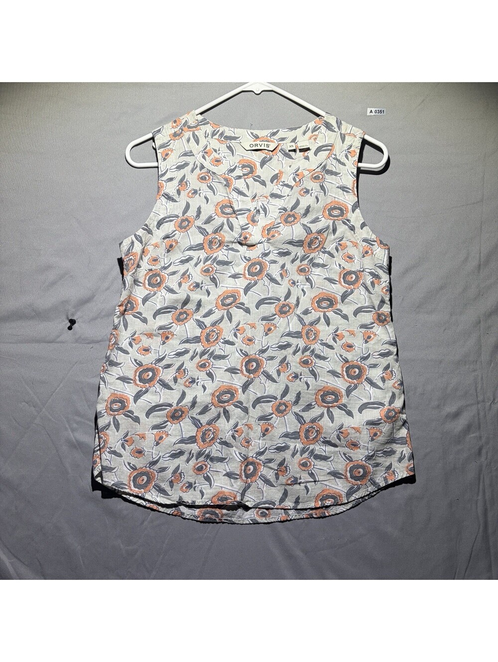 Orvis Womens Sleeveless V Neck Blouse XS Floral Lightweight Summer Top